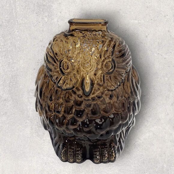 1960s Bank of Canada Wise Old Owl Amber Glass Smash Coin Bank Libbey Collector - Picture 2 of 8